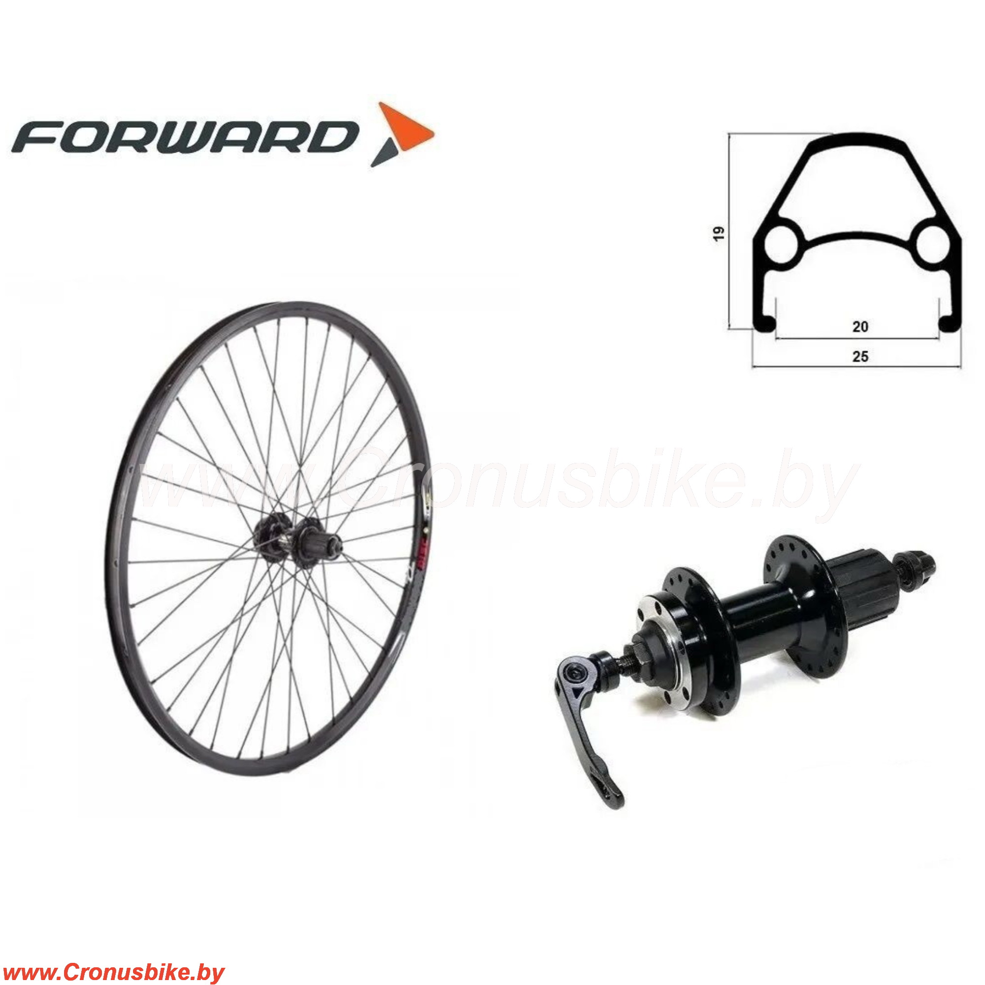 Запчасть Forward Колесо заднее Forward DW 28/29  Disk, насып. подш., кассета 8-10 ск, под эксцентрик (черный)